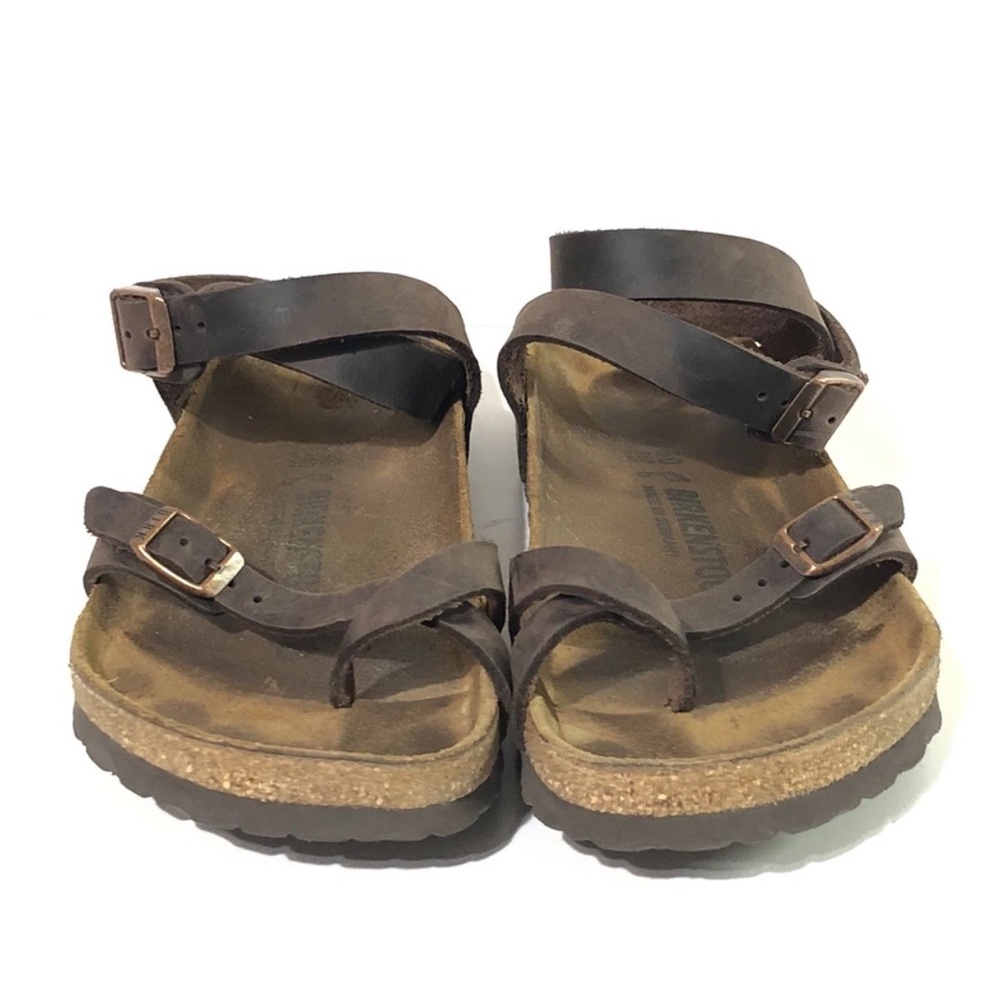 Birkenstock Women’s Brown Oiled Leather Ankle Strap Buckle Sandals - Picture 5 of 9